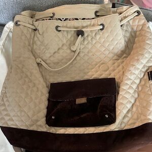 Vera Bradley Quilted Tan and Brown Backpack